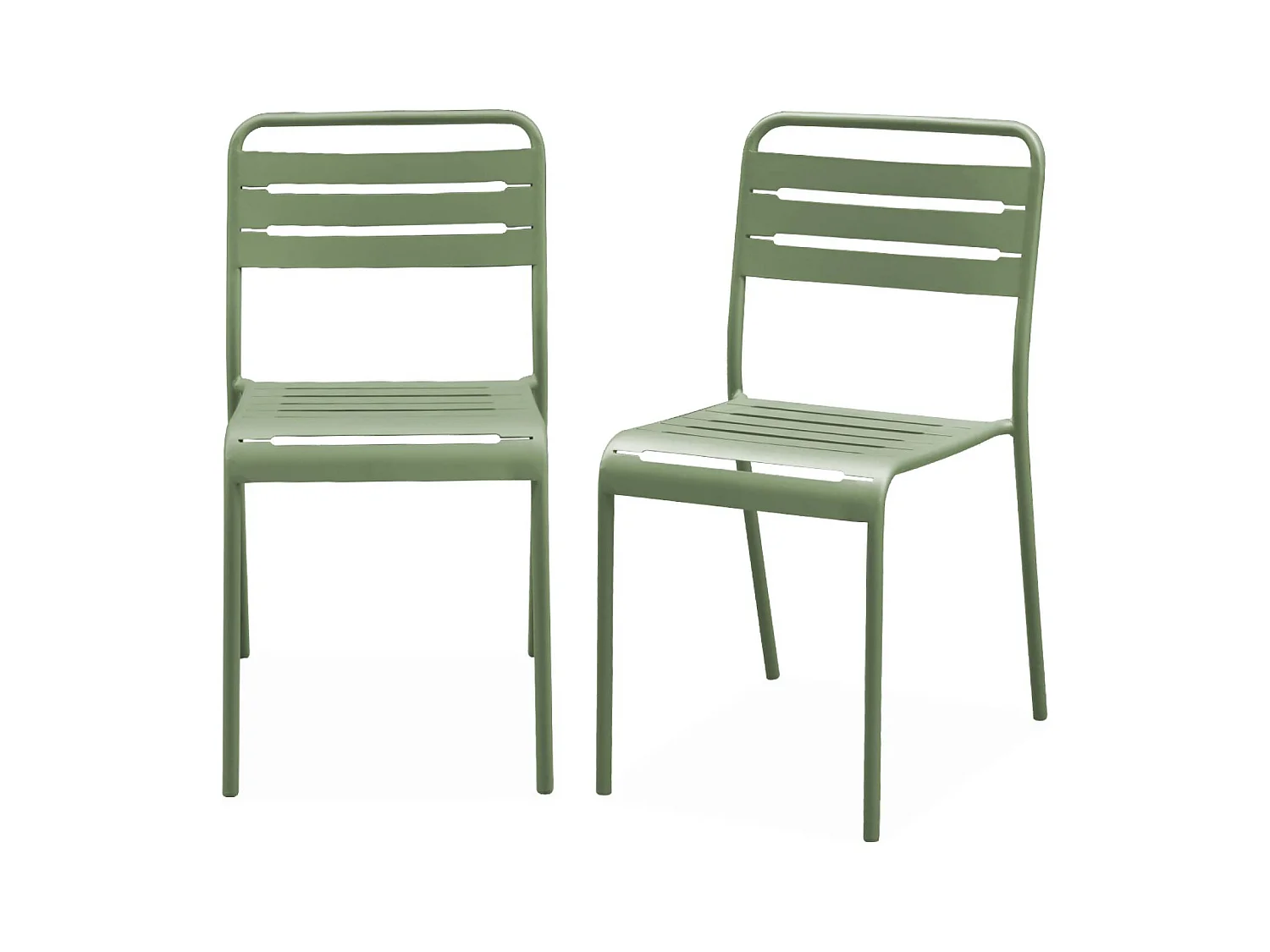 Lot de 2 chaises de jardin acier. 2 places. vert. Amelia. L44 x P52 x H79cm