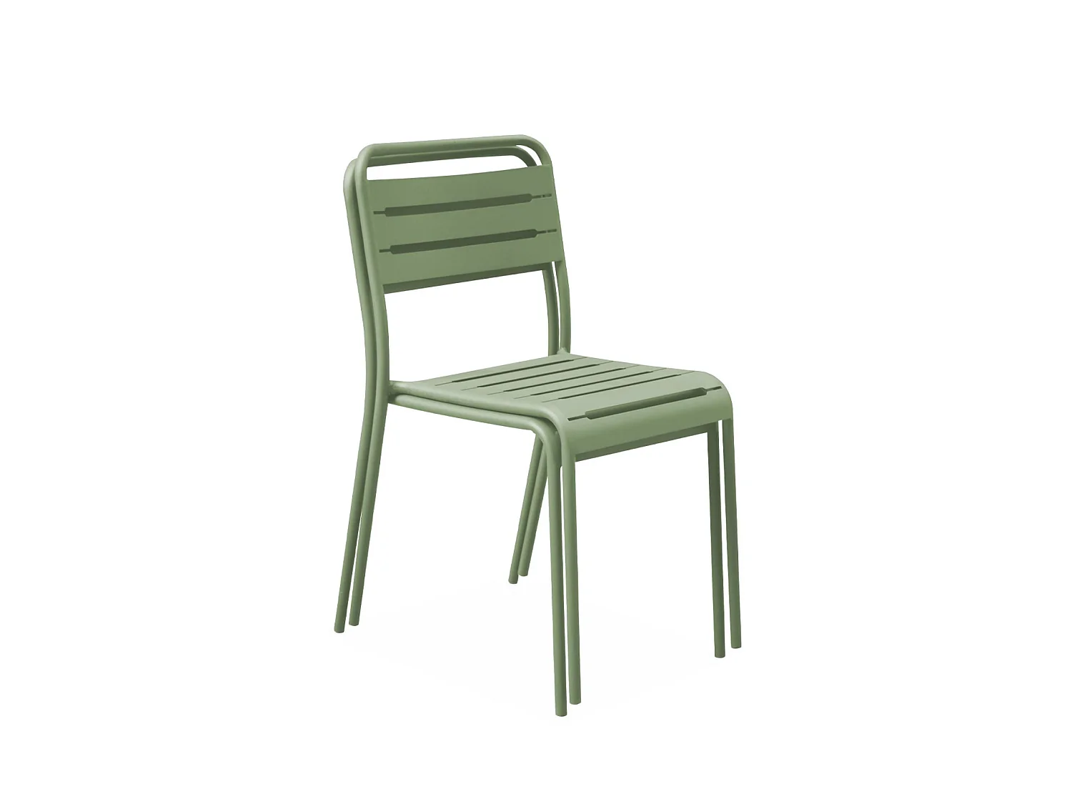 Lot de 2 chaises de jardin acier. 2 places. vert. Amelia. L44 x P52 x H79cm