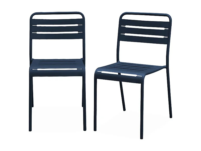 Silla de jardín de acero, set de 2 azul marino