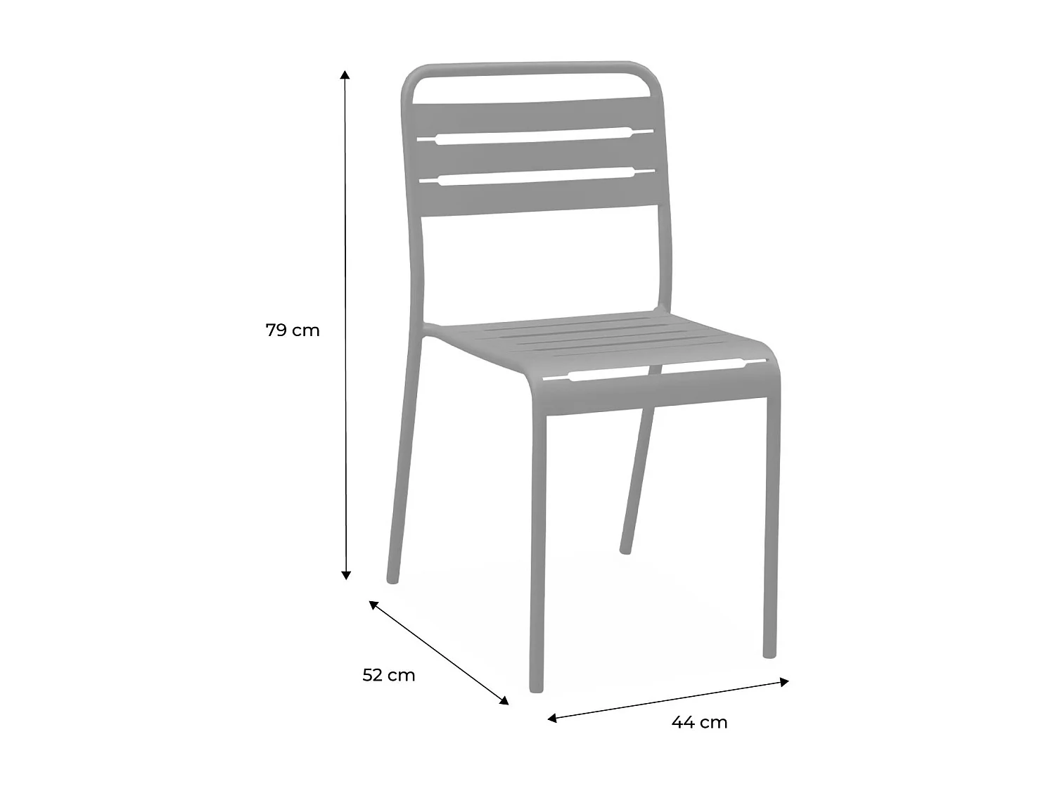 Lot de 2 chaises de jardin acier. 2 places. marine. Amelia. L44 x P52 x H79cm