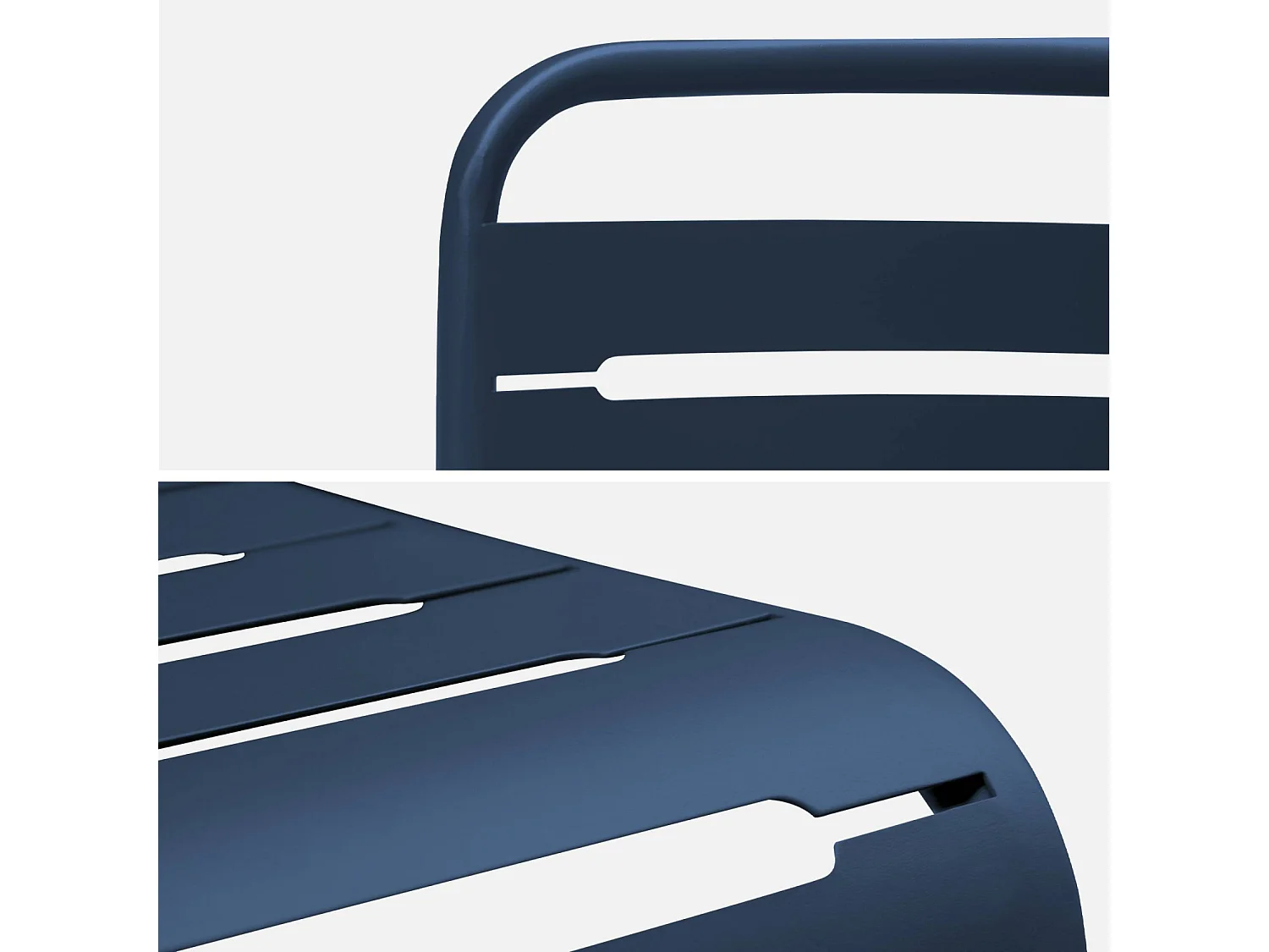 set 2 sedie da giardino bistrot in acciaio, blu navy