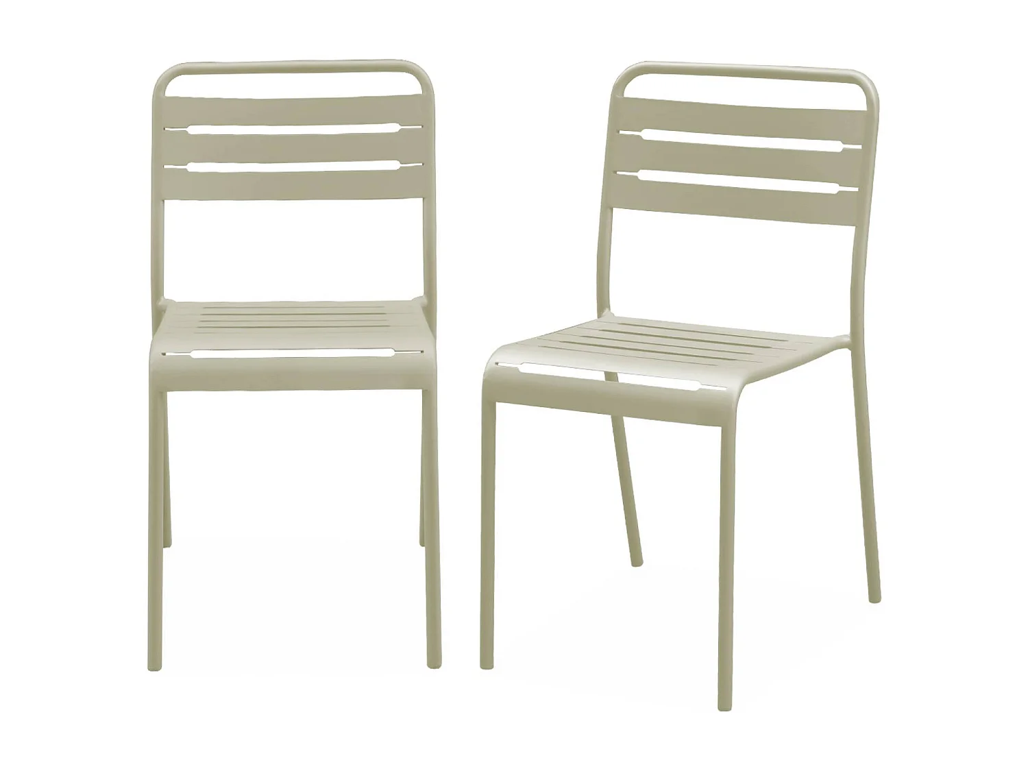 Lot de 2 chaises de jardin acier. 2 places. beige. Amelia. L44 x P52 x H79cm