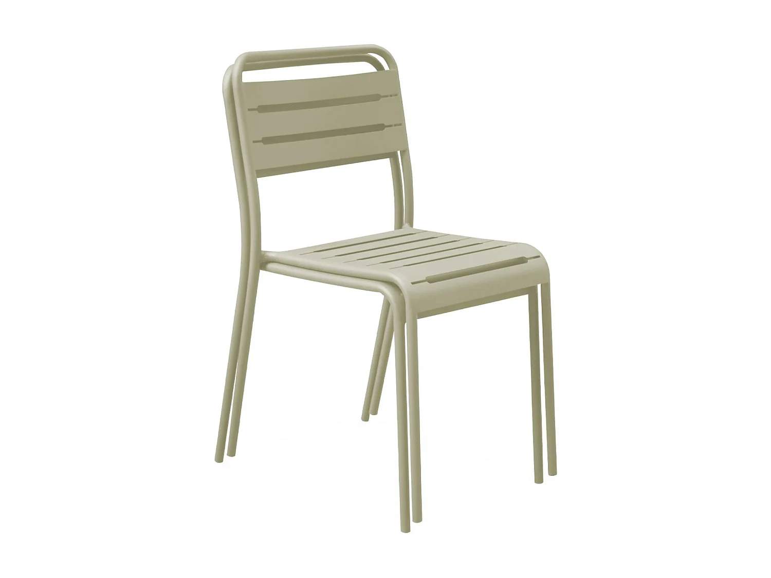 Lot de 2 chaises de jardin acier. 2 places. beige. Amelia. L44 x P52 x H79cm
