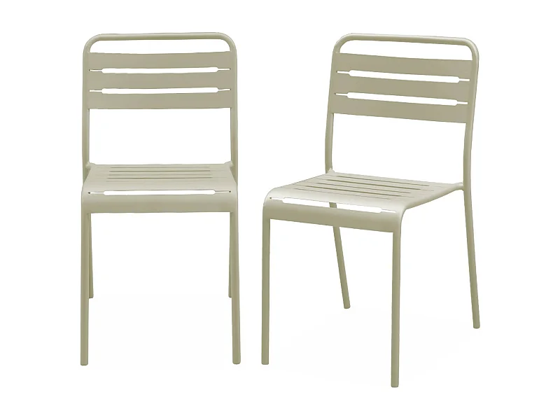 Set 2 sedie da giardino in acciaio, beige