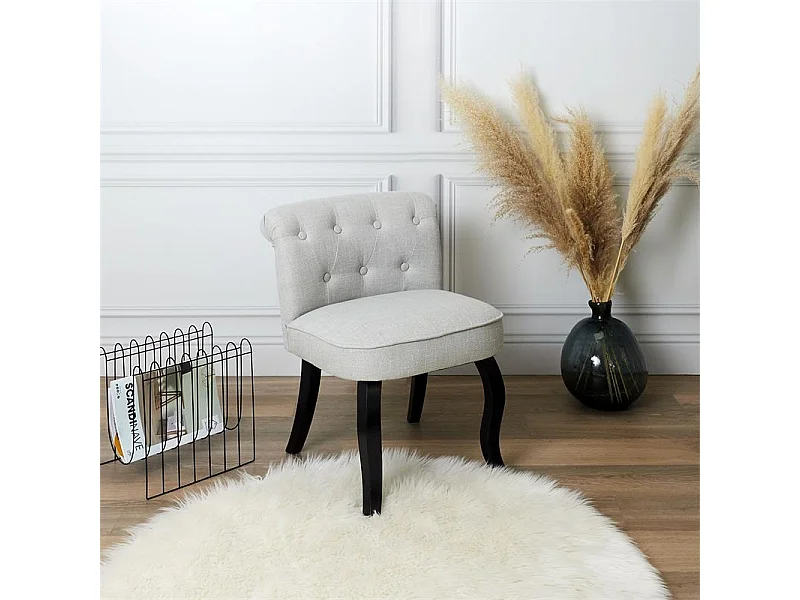 Fauteuil en Tissu Design "Eleonor" 68cm Gris & Noir