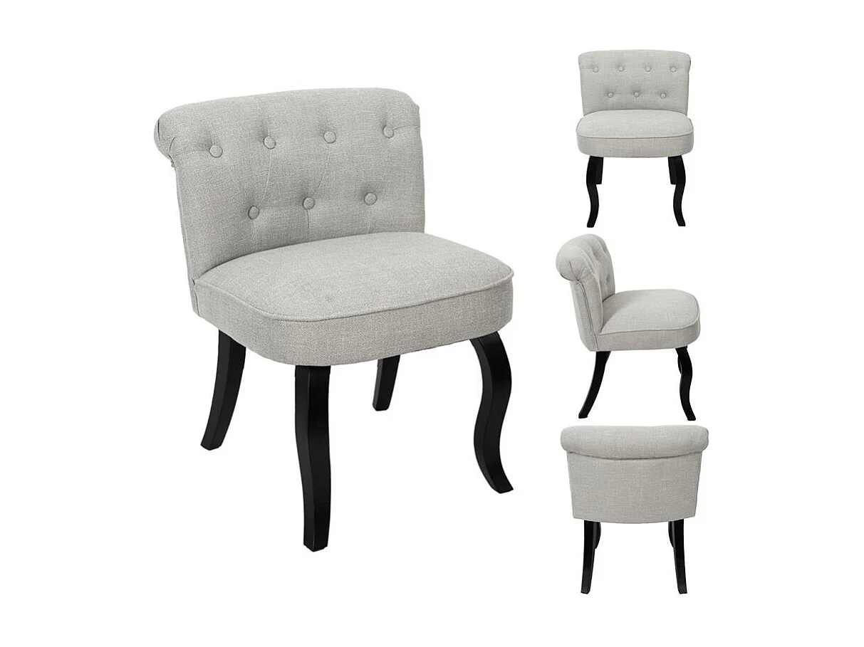 Fauteuil en Tissu Design "Eleonor" 68cm Gris & Noir