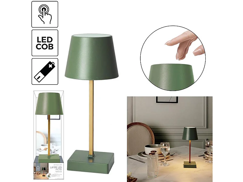 Lampe à Poser Led "Tactile" 26cm Vert