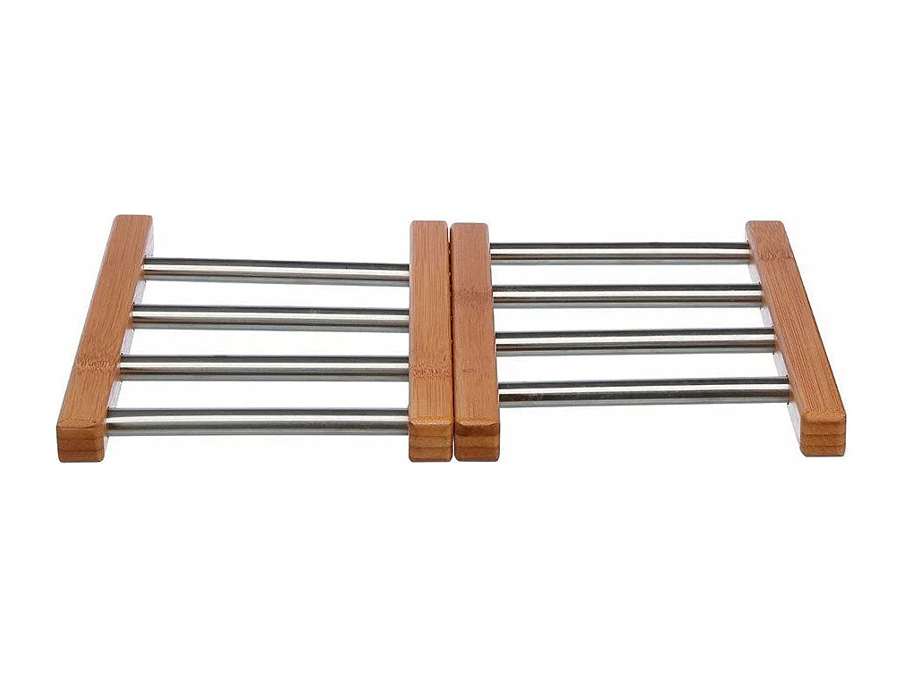 Dessous de Plat Extensible "Bambou & Inox" 35cm Gris