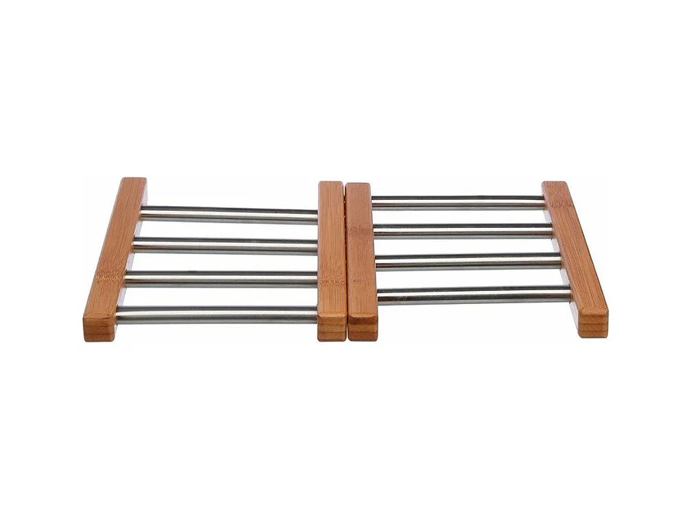 Dessous de Plat Extensible "Bambou & Inox" 35cm Gris