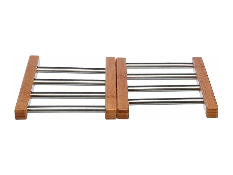 Dessous de Plat Extensible "Bambou & Inox" 35cm Gris