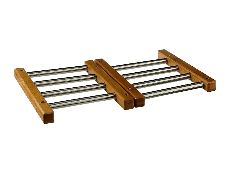 Rozsuwany podkładka pod garnki z bambusa i stali nierdzewnej w kolorze szarym 35cm