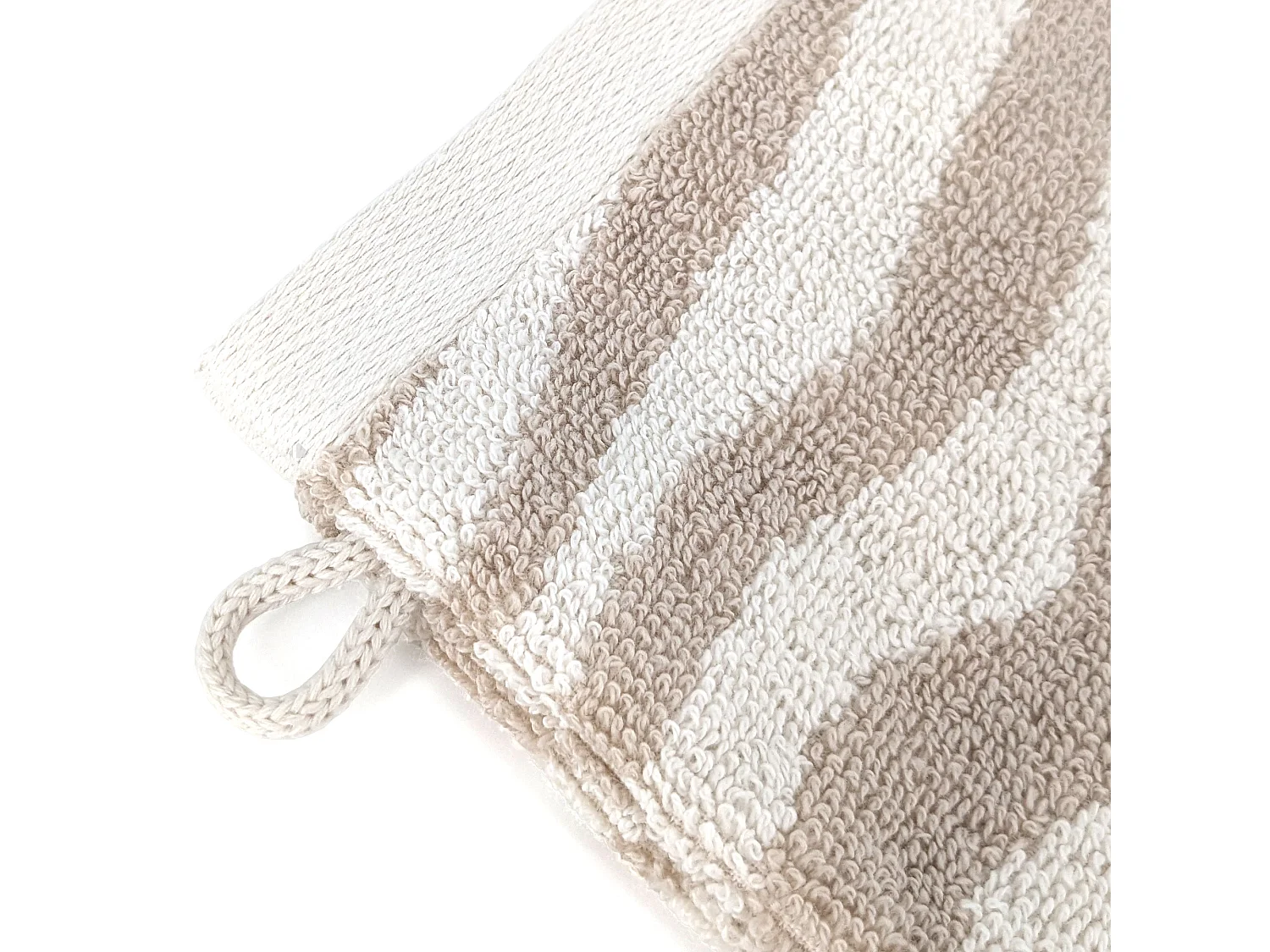 Lot de 2 gants de toilette 16x21 cm ZEBRA SOFT pur coton motif zèbre beige