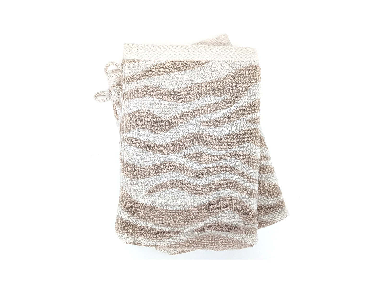 Lot de 2 gants de toilette 16x21 cm ZEBRA SOFT pur coton motif zèbre beige