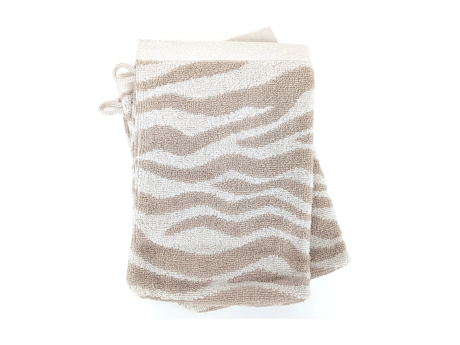 Lot de 2 gants de toilette 16x21 cm ZEBRA SOFT pur coton motif zèbre beige