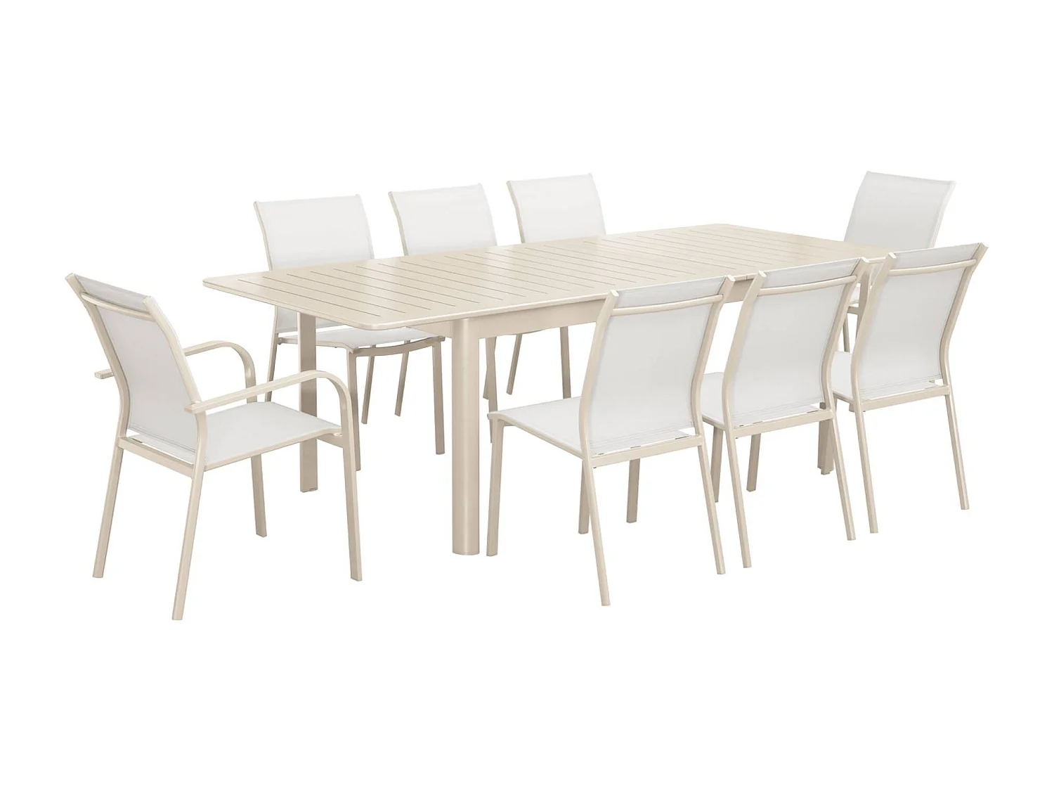 Tavolo da giardino allungabile in alluminio, 8 posti, beige