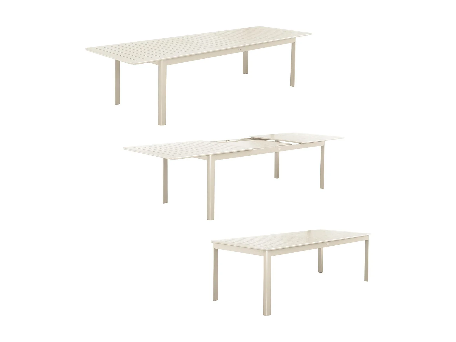 Mesa de jardín extensible de aluminio de 10 plazas beige