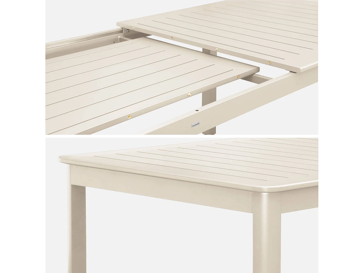 Mesa de jardín extensible de aluminio de 10 plazas beige