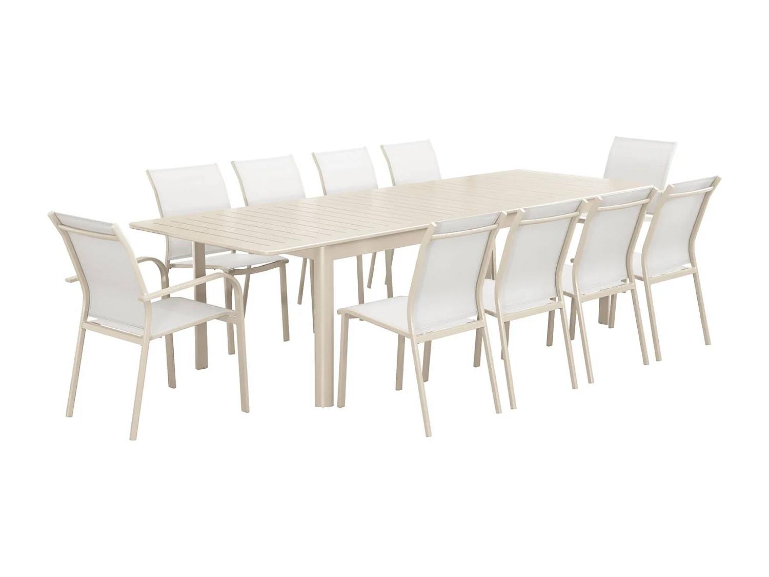 Mesa de jardín extensible de aluminio de 10 plazas beige