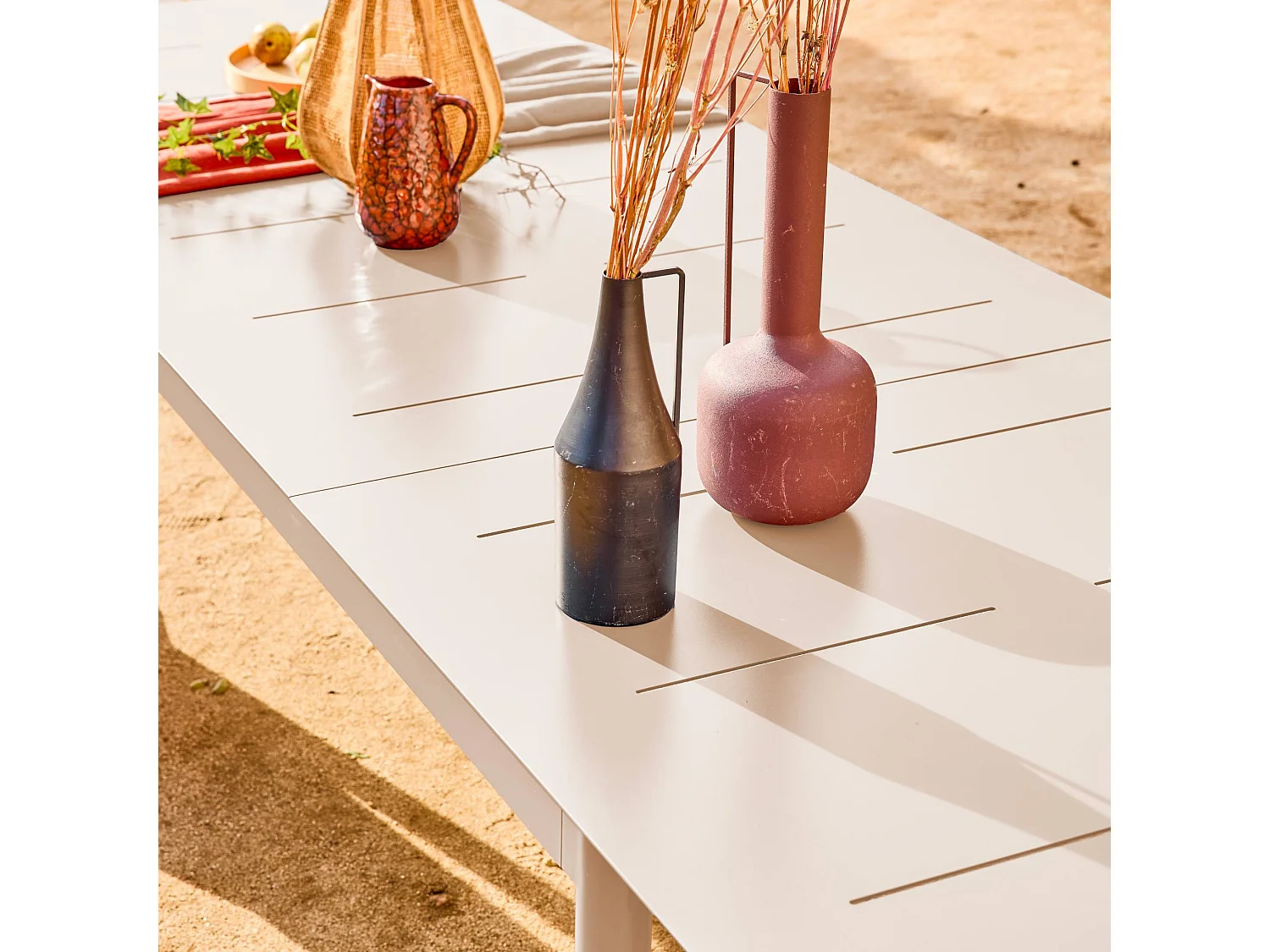 Tavolo da giardino allungabile in alluminio, 8 posti, beige