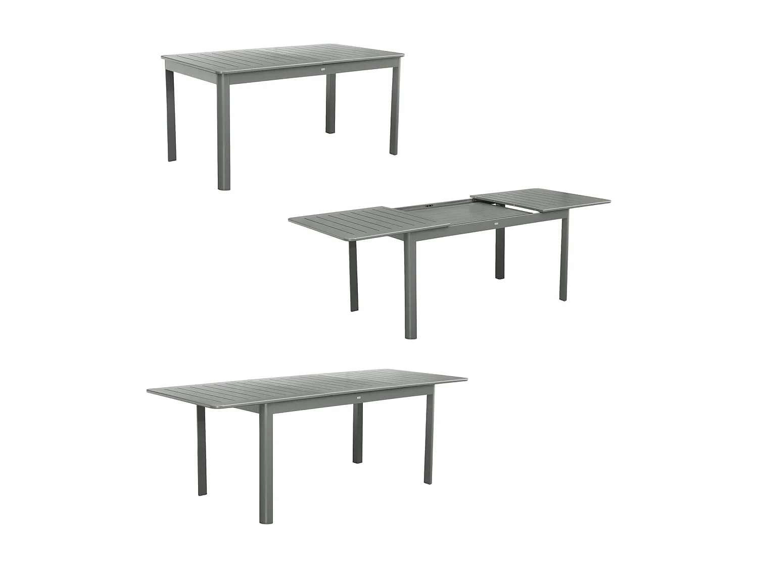 Table de jardin kaki SEATTLE extensible aluminium. 6 places. 155 / 218.5 x 89 x 75 cm