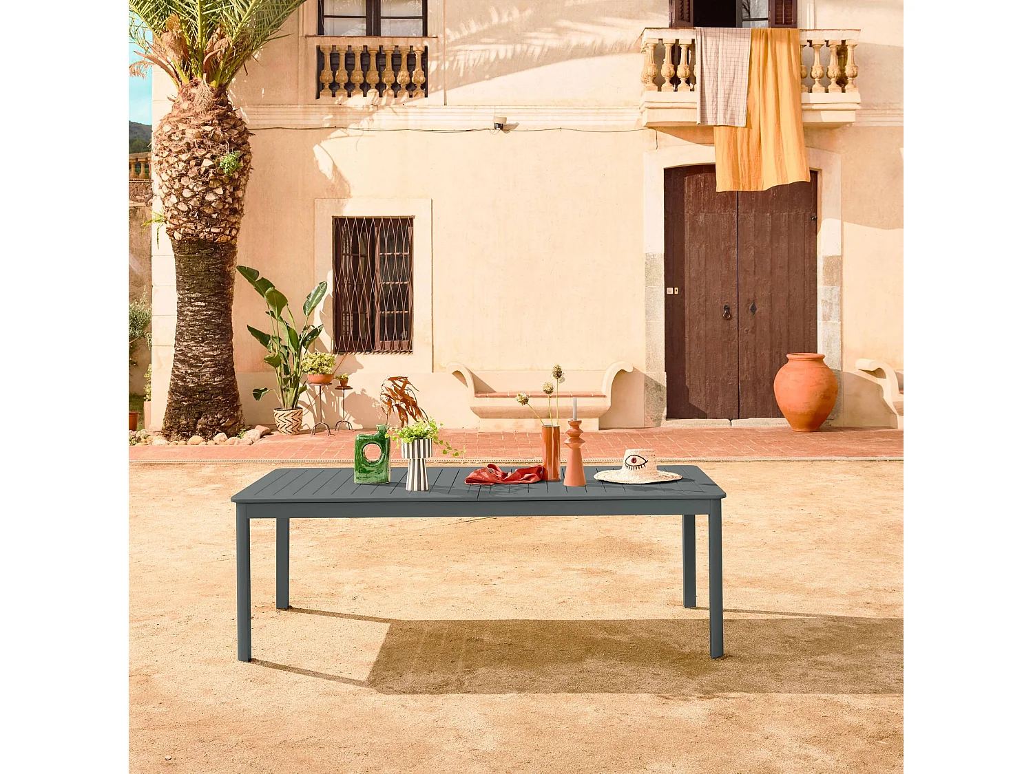 Mesa de jardín extensible de aluminio de 10 plazas antracita