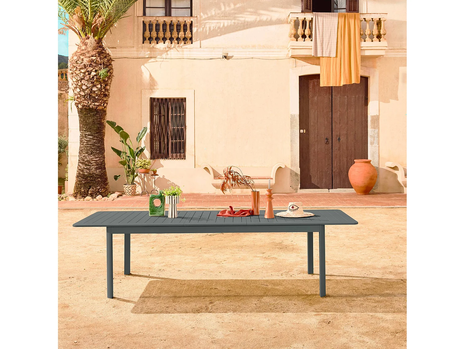 Mesa de jardín extensible de aluminio de 10 plazas antracita