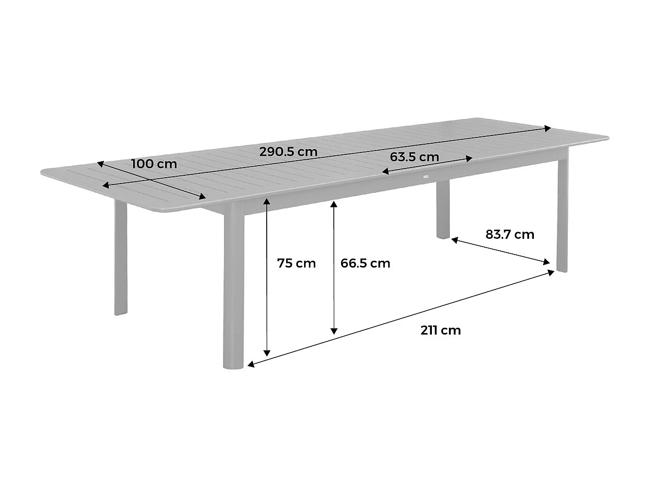 Mesa de jardín extensible de aluminio de 10 plazas antracita