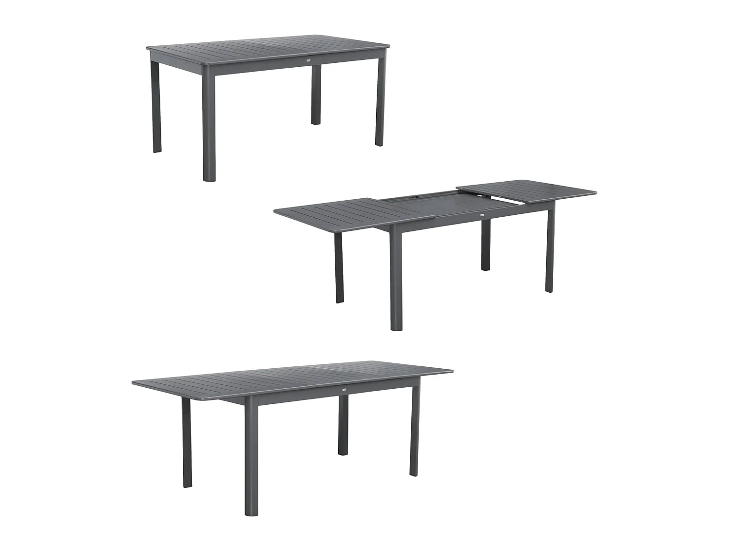 Table de jardin anthracite SEATTLE extensible aluminium. 8 places. 173 / 236.5 x 100 x 75 cm