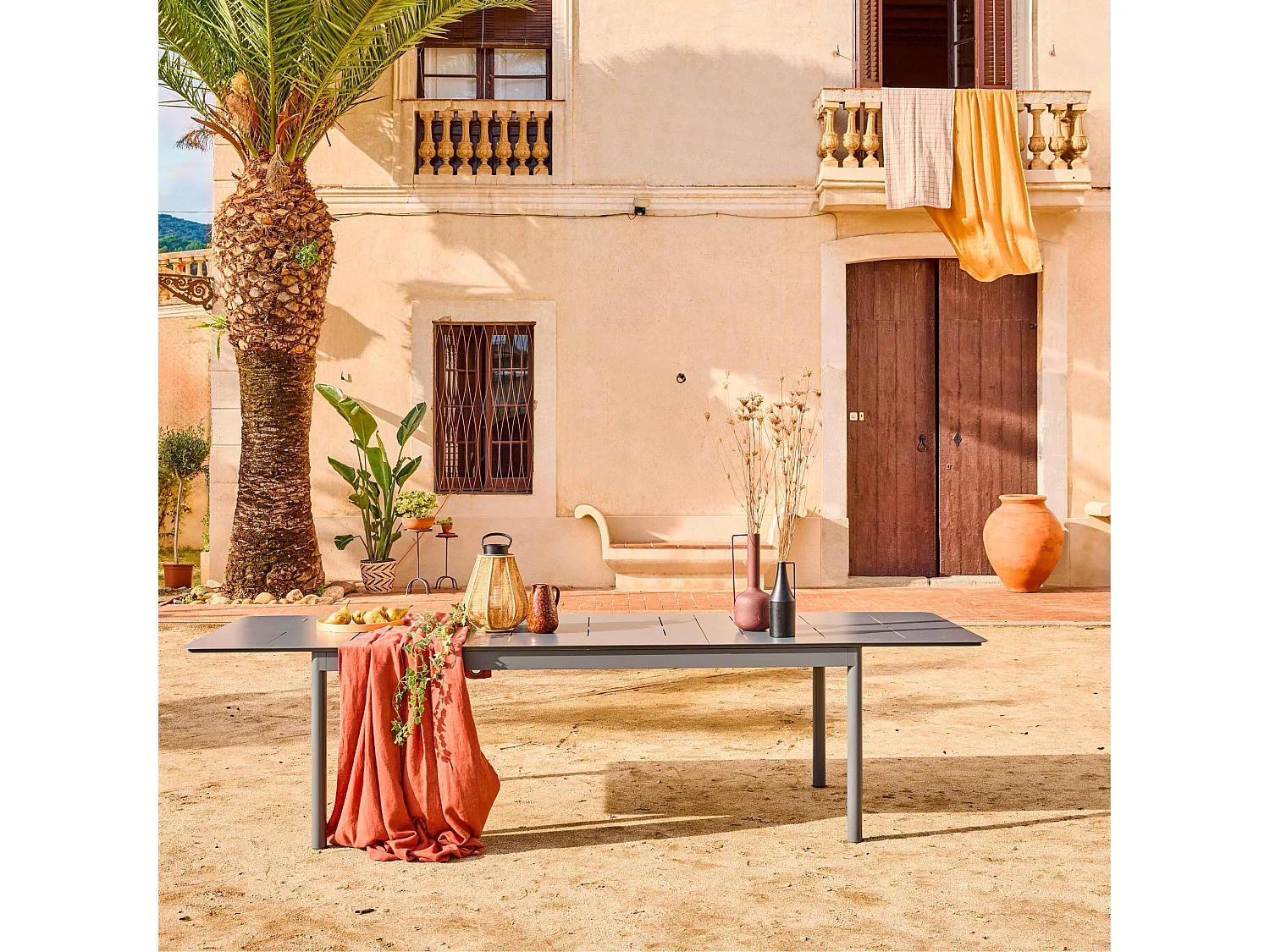 Mesa de jardín extensible de aluminio de 8 plazas antracita