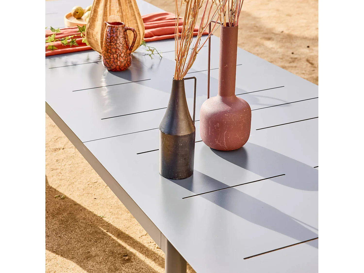 Mesa de jardín extensible de aluminio de 8 plazas antracita