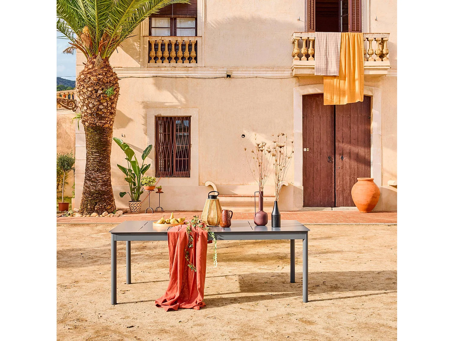 Mesa de jardín extensible de aluminio de 8 plazas antracita