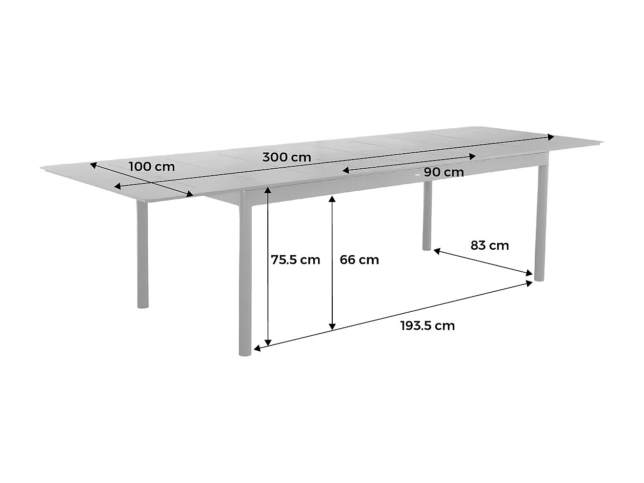 Mesa de jardín extensible de aluminio de 8 plazas antracita