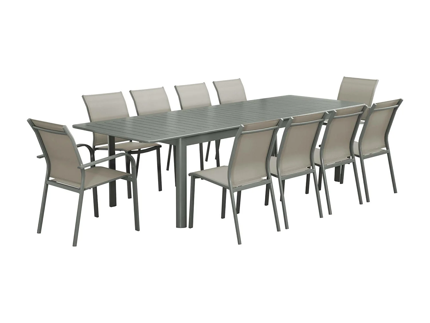 Tavolo da giardino allungabile in alluminio, 10 posti, verde kaki