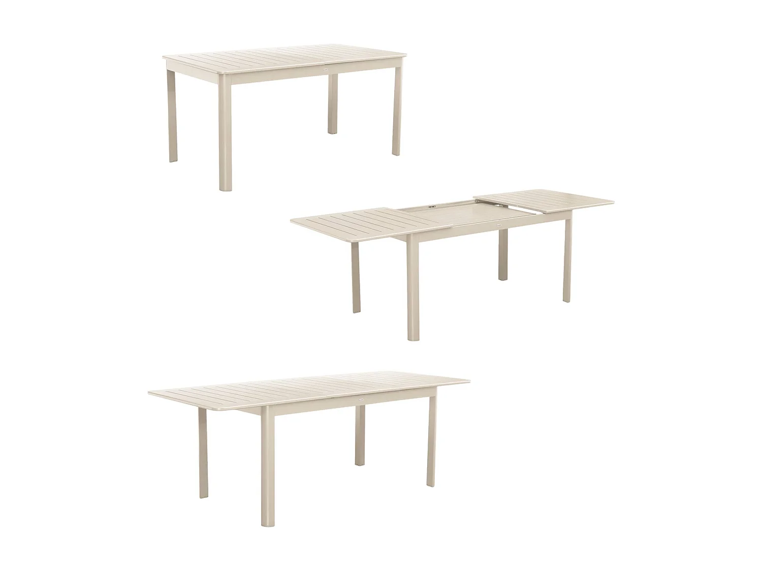 Table de jardin beige SEATTLE extensible aluminium. 6 places. 155 / 218.5 x 89 x 75 cm