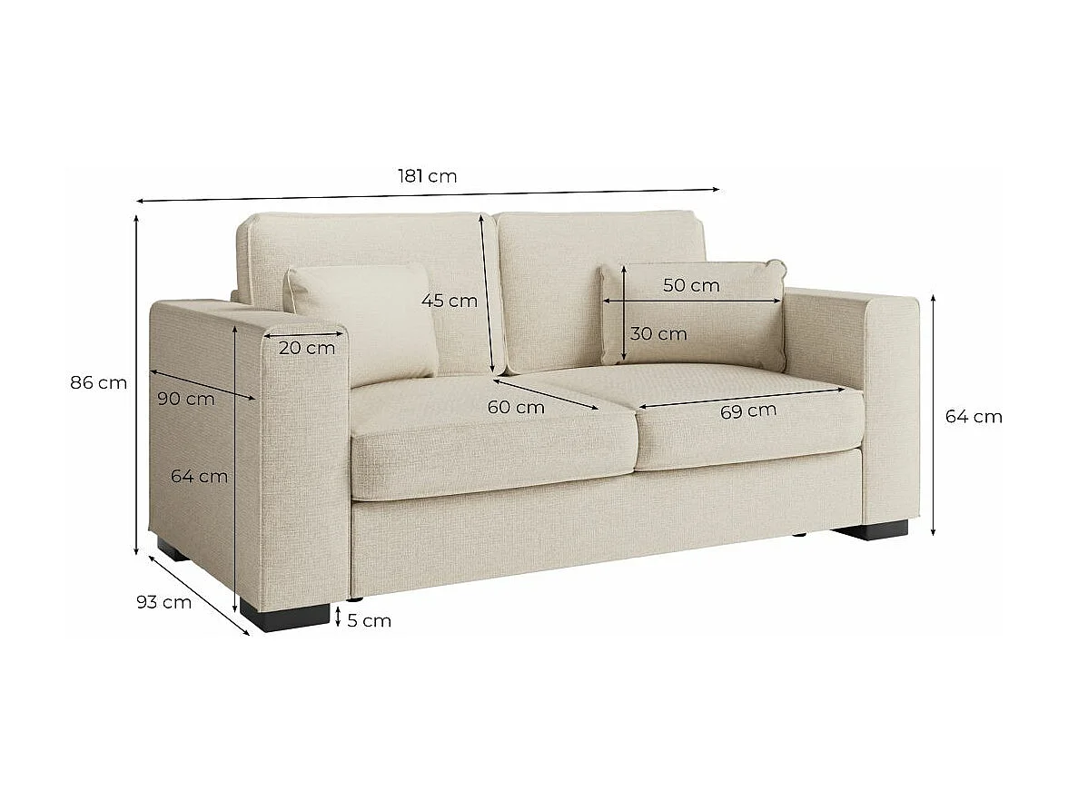 Ensemble canapés 2 places et 3 places Belami en tissu - Gris - Loungitude