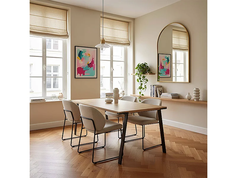 Rechthoekige eettafel in melamine en staal 180 cm