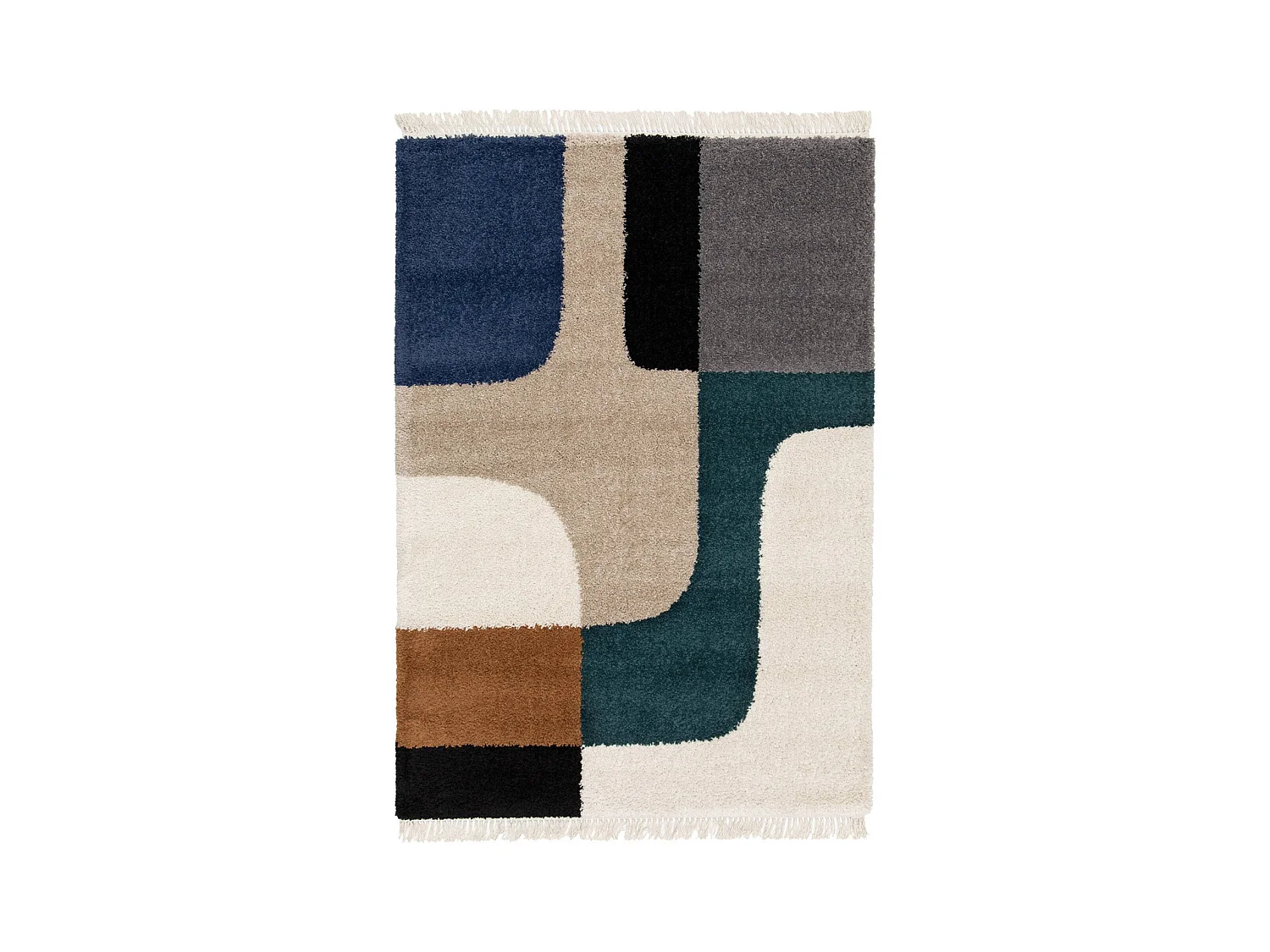 Tapis intérieur shaggy. motifs géométriques. crème. 120 x 170cm