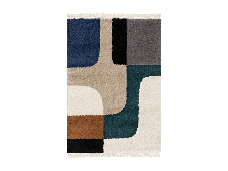 Tapis intérieur shaggy. motifs géométriques. crème. 120 x 170cm