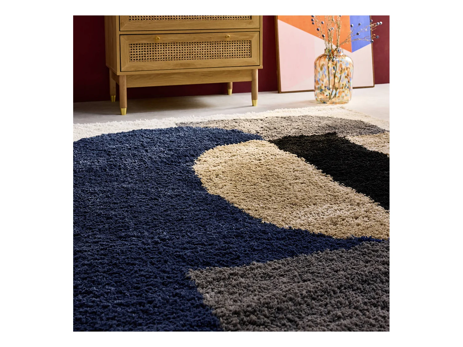 Tapis intérieur shaggy. motifs géométriques. multicolore. 120 x 170cm