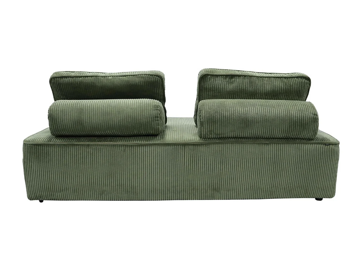 Lot de 2 chauffeuses LAO 2 places pour canapé modulable velours côtelé vert. L 180 x P 90 x H 78cm