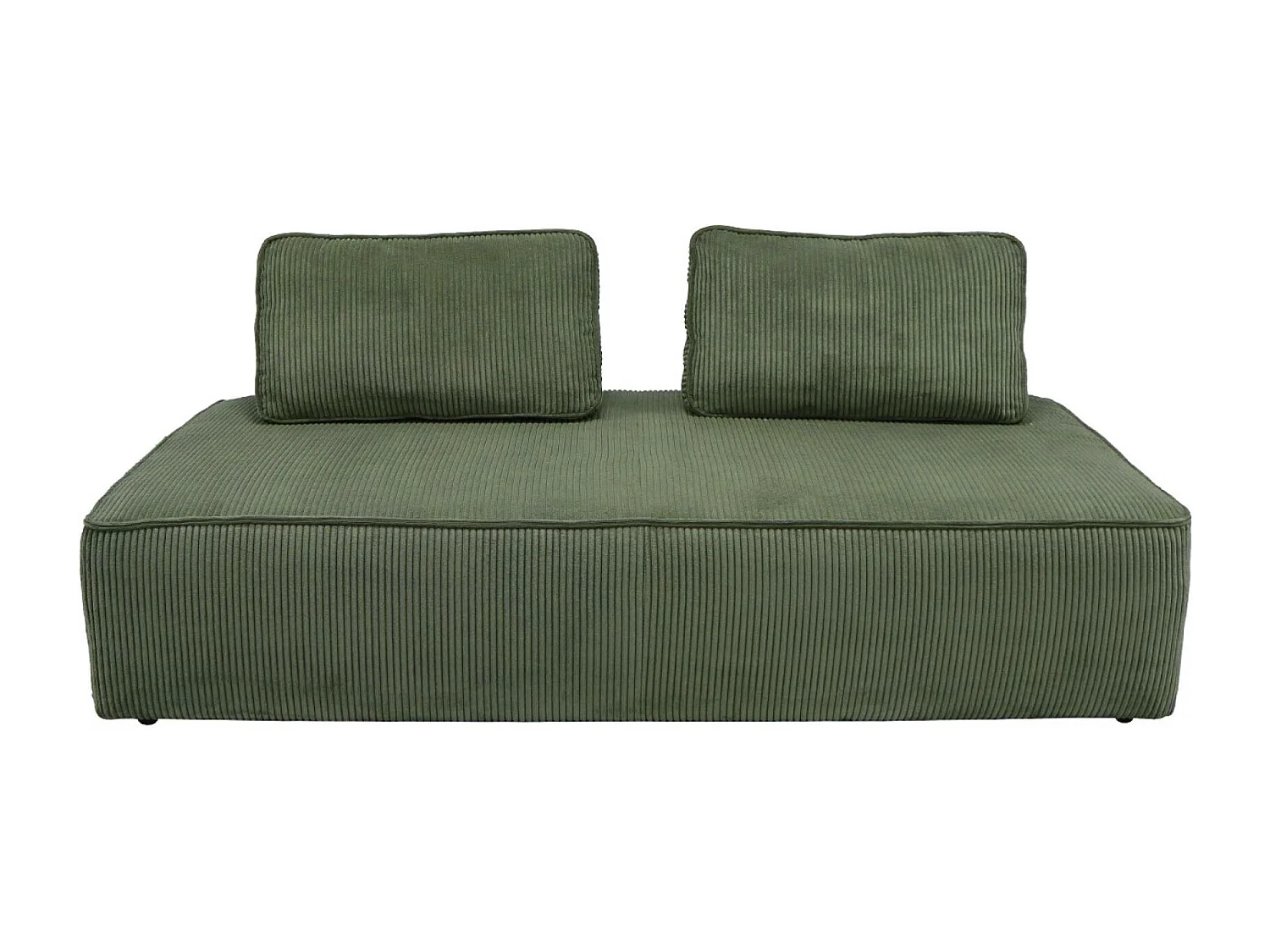 Lot de 2 chauffeuses LAO 2 places pour canapé modulable velours côtelé vert. L 180 x P 90 x H 78cm