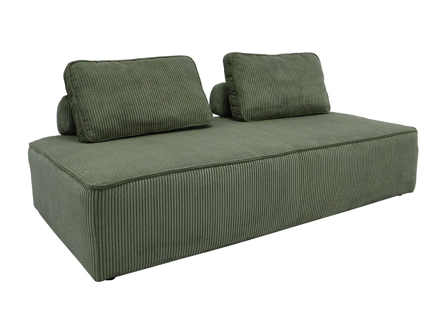 Lot de 2 chauffeuses LAO 2 places pour canapé modulable velours côtelé vert. L 180 x P 90 x H 78cm