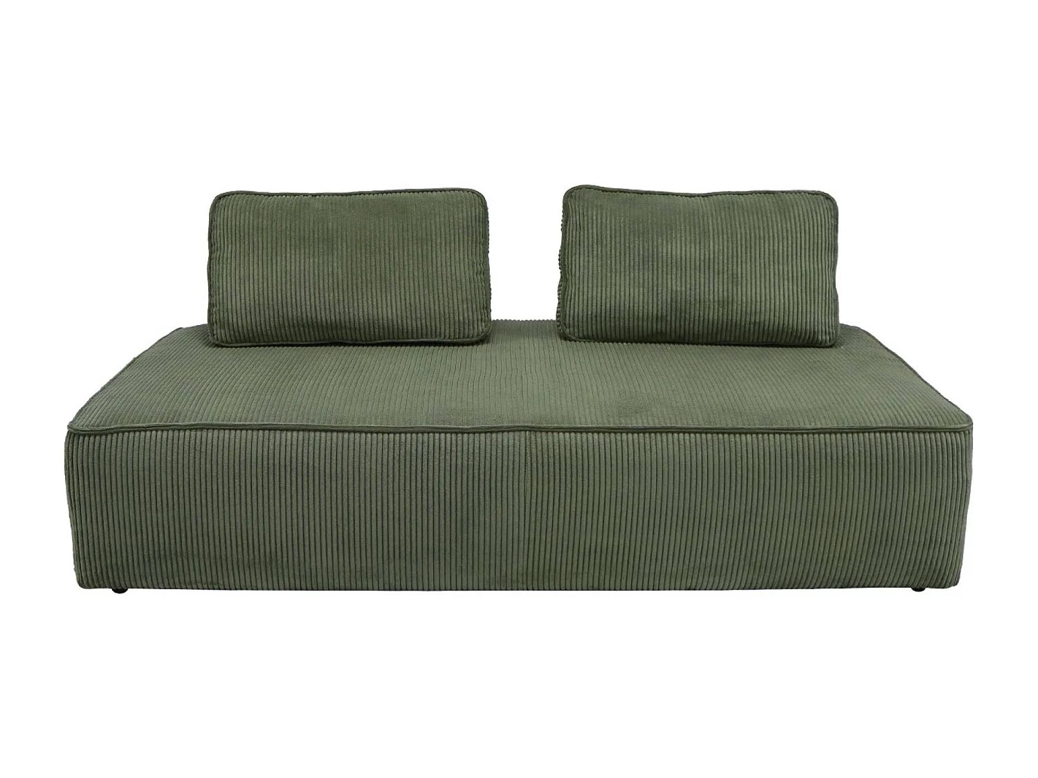 Lot de 2 chauffeuses LAO 2 places pour canapé modulable velours côtelé vert. L 180 x P 90 x H 78cm