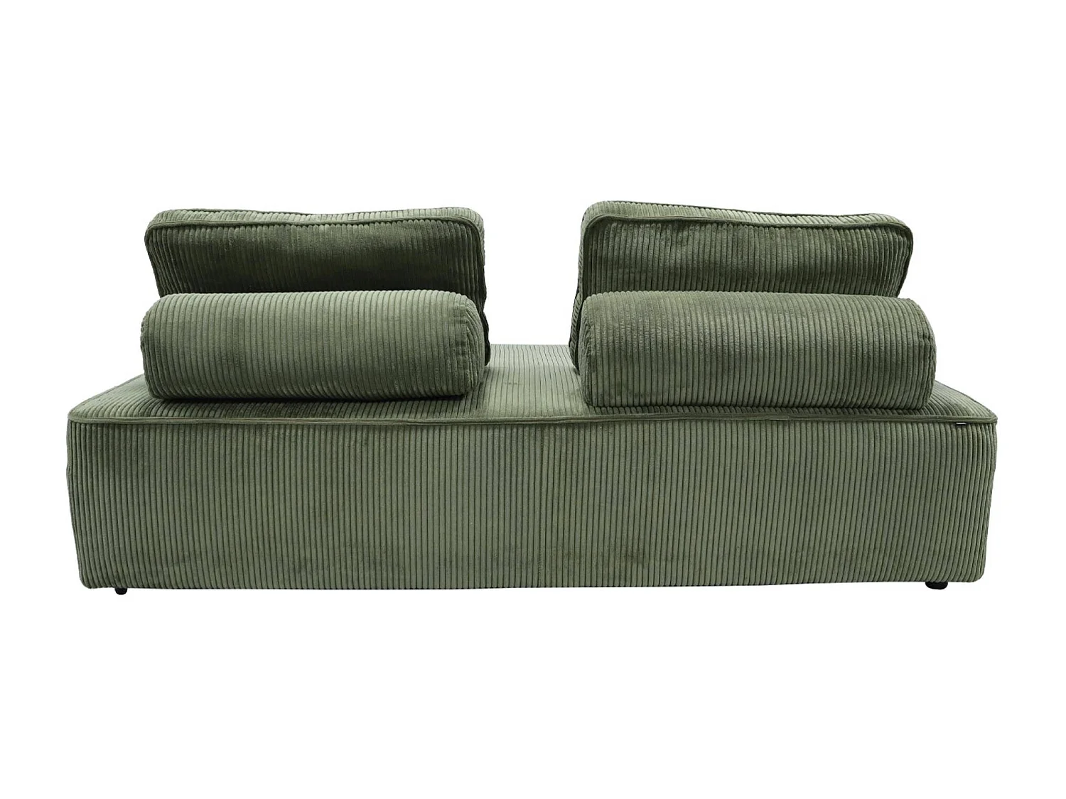 Lot de 2 chauffeuses LAO 2 places pour canapé modulable velours côtelé vert. L 180 x P 90 x H 78cm