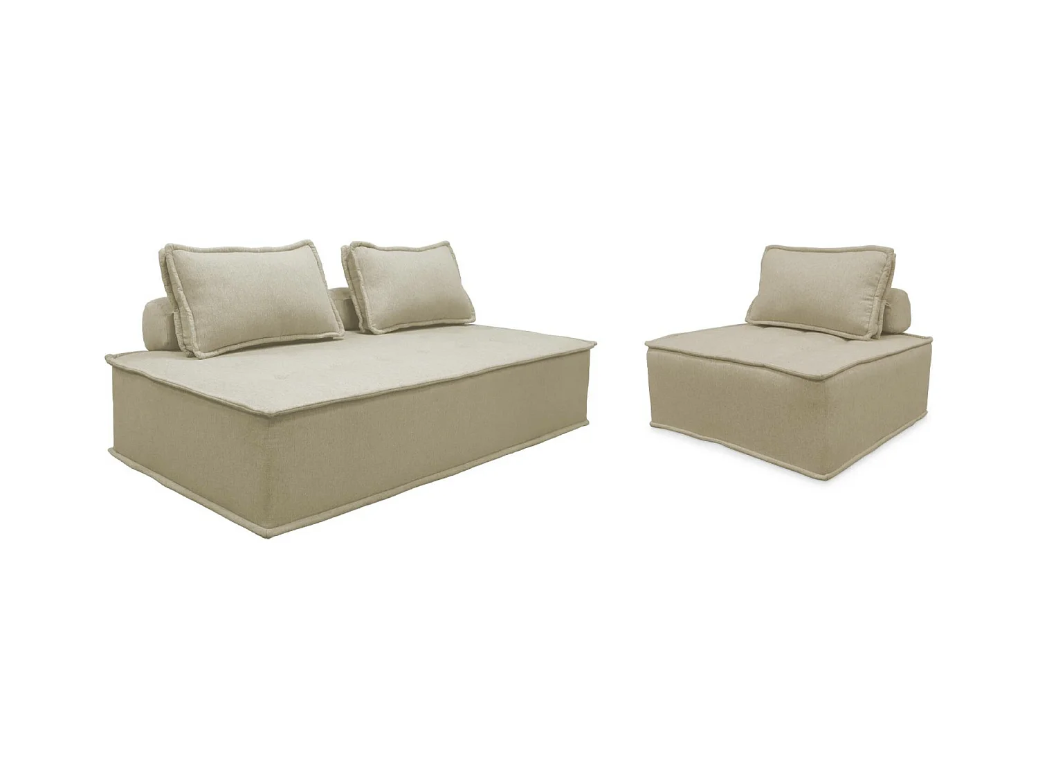 Ensemble chauffeuses DAO pour canapé modulable en tissu capitonné 3 places beige