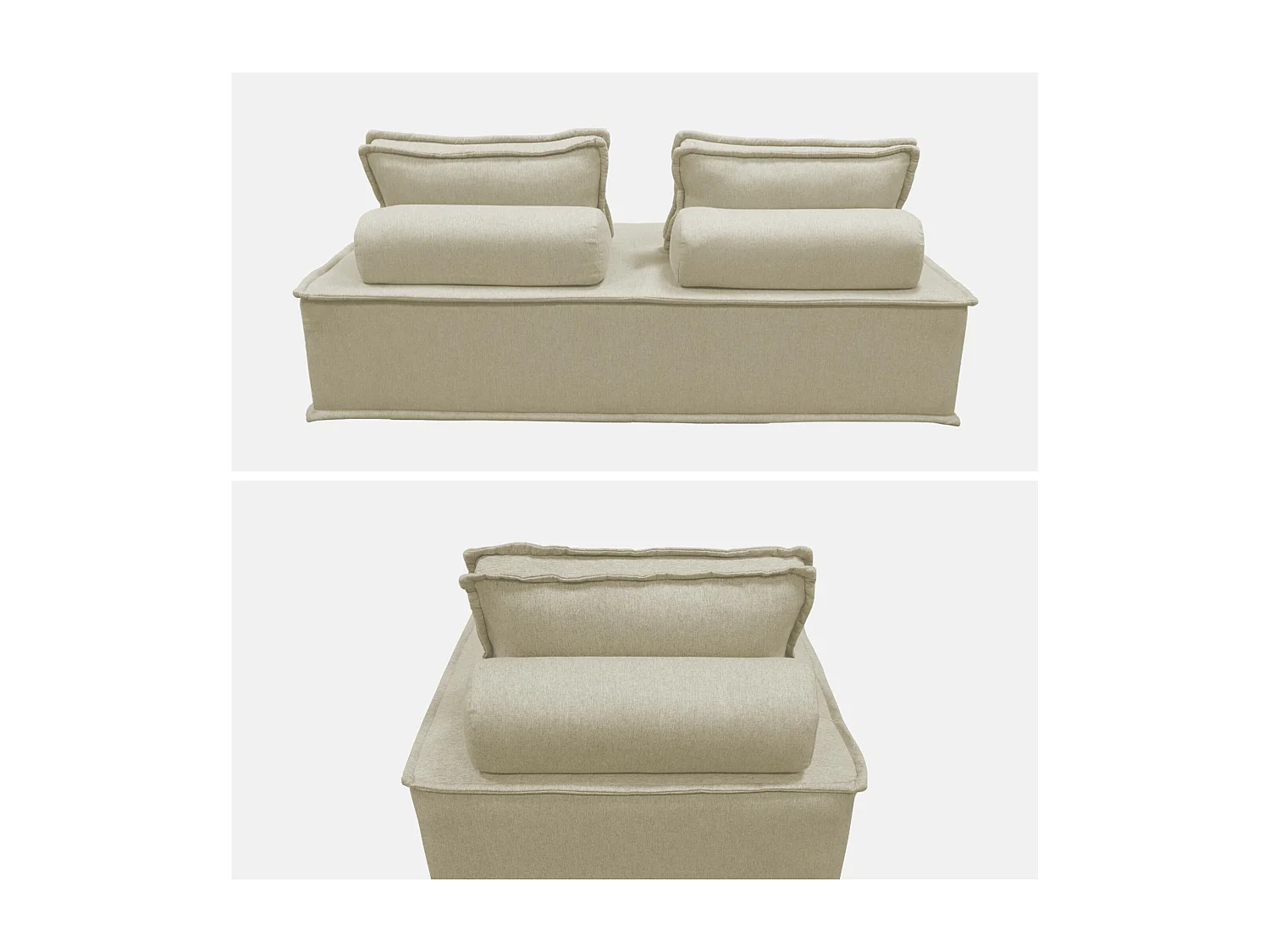 Sofá modular en tela lisa, 3 plazas beige
