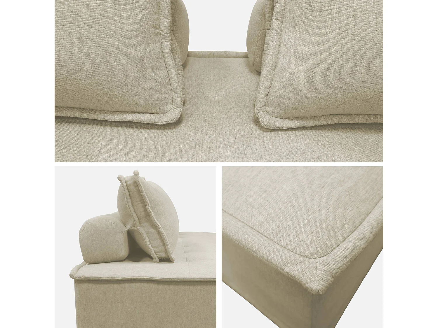 Sofá modular en tela lisa, 3 plazas beige