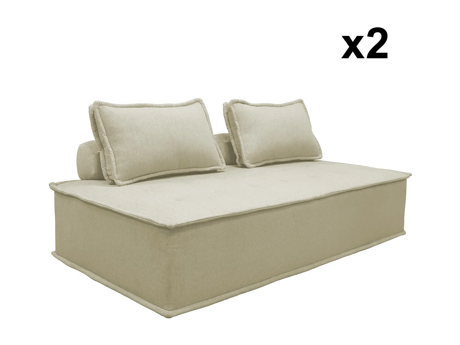 Poltroncina 2 posti per divano modulare in tessuto imbottito, set di