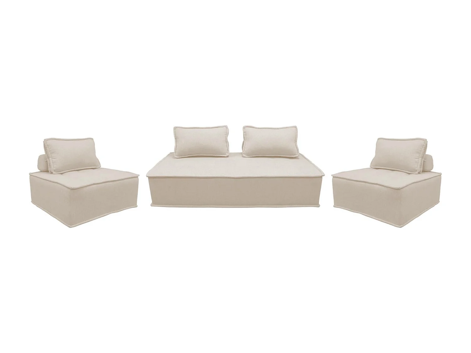 Ensemble chauffeuses DAO pour canapé modulable en tissu capitonné 4 places crème