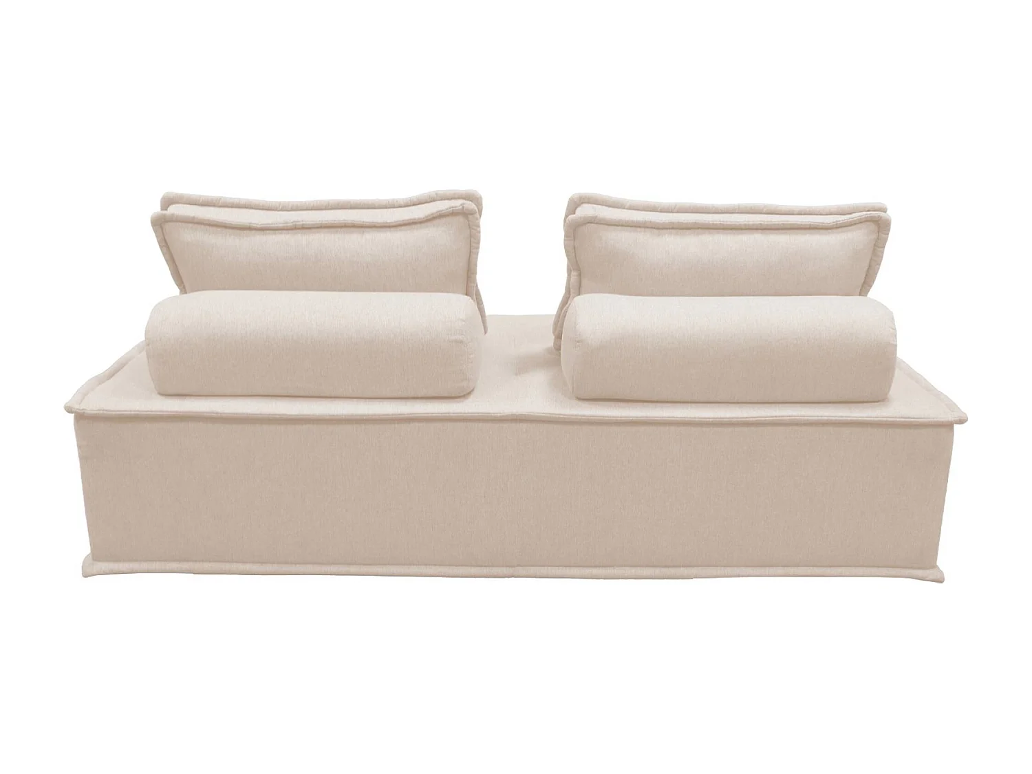 Sofá modular en tela lisa, 4 plazas crema